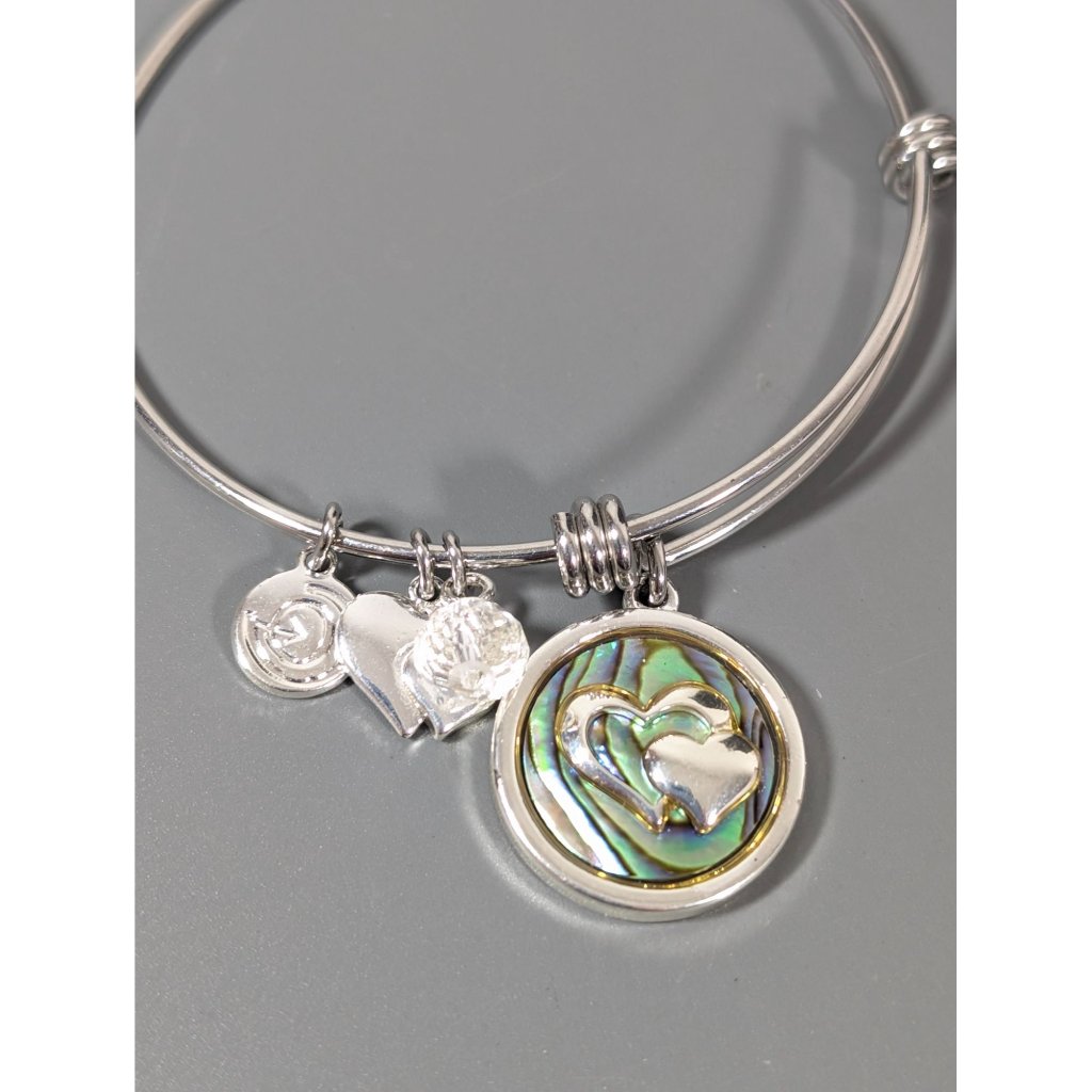 Love This Life Forever Friends Abalone Shell Heart Charm Bracelet Stacking 75 12$